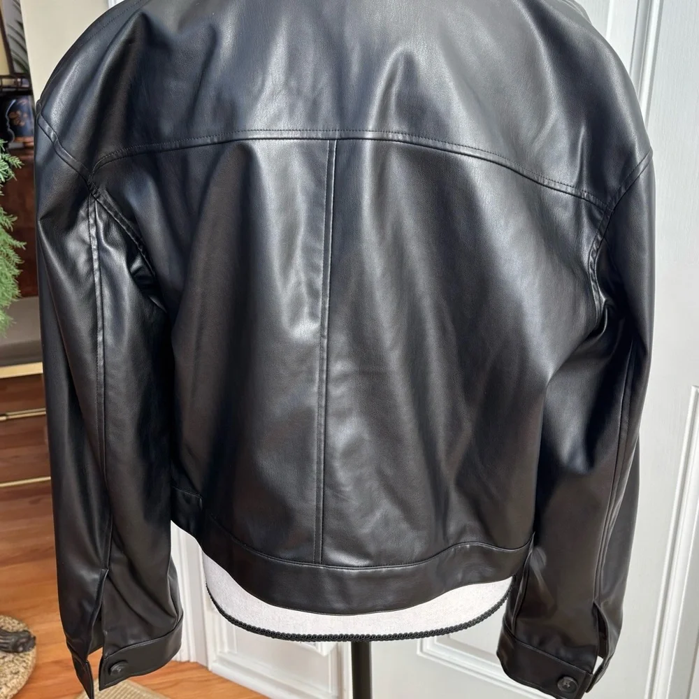 a new day Black Faux Leather Cropped Cargo Jacket - Picture 6 of 10